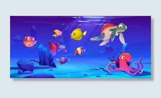 卡通鱼类海底