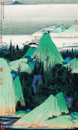 巍峨山脉水彩艺术挂画