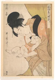 喜多川歌磨日系母子插画 喜多川歌磨日系母子插画
