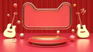 红色C4D天猫头双十一电商活动海报背景