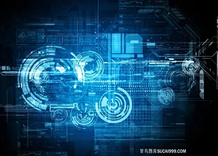 蓝色科技圆环底纹背景高清图片