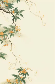 桂花枝叶清新黄色国风背景