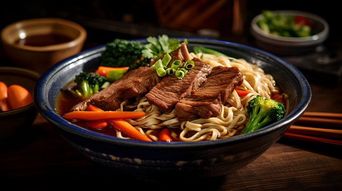 红烧牛肉面食物摄影写实图 (1)