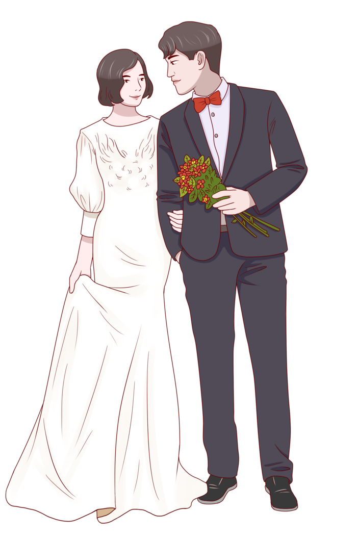 婚纱卡通人物婚礼白纱结婚婚纱摄影手绘