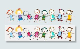 手拉手 线条人物