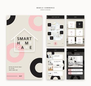 UI多页面包装展示手机APP交互界面样机长图概念PSD设计模板