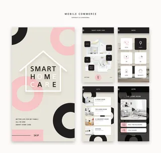 UI多页面包装展示手机APP交互界面样机长图概念PSD设计模板