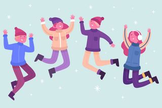 冬天服饰服装冬装穿冬装保暖冬季卡通人物男女装Ai矢量图片素材