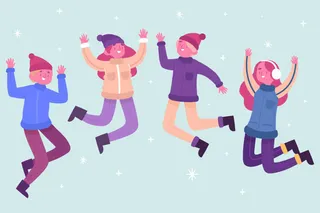 冬天服饰服装冬装穿冬装保暖冬季卡通人物男女装Ai矢量图片素材