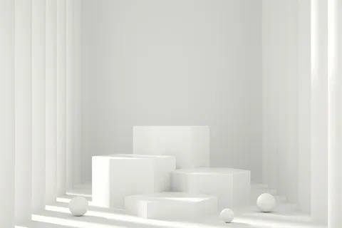 白色立体几何空间3d光影电商展台高清背景