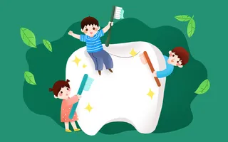 绿色清新爱牙日插画海报