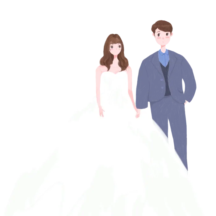 婚纱卡通人物婚礼白纱结婚婚纱摄影手绘