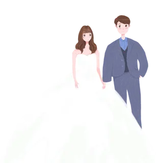 婚纱卡通人物婚礼白纱结婚婚纱摄影手绘