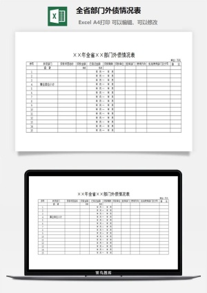 全省部门外债情况表excel模板