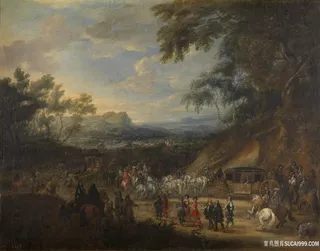 树林人物风景画油画