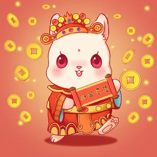 手绘2023兔年新年卡通兔子形象IP插画元素PSD设计素材png图案