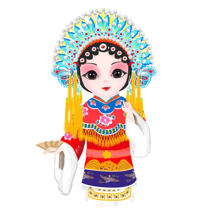 卡通京剧戏剧人物脸谱插画PNG图片 国潮中国风Q版戏剧人物PS素材