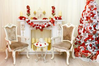 圣诞节圣诞壁炉圣诞树装饰红色圣诞球(8)