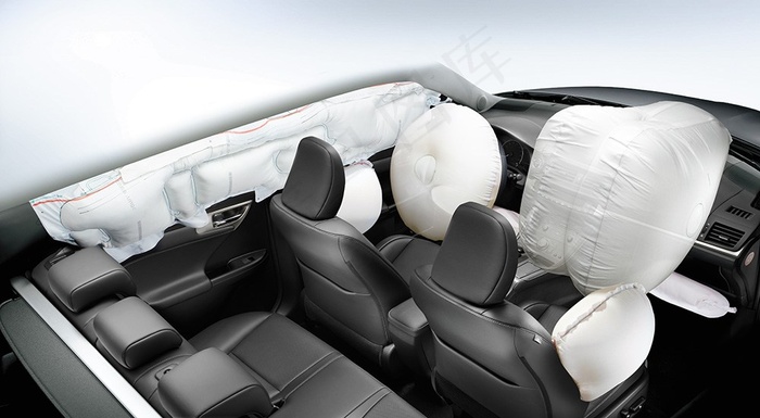 黑色内饰汽车6方位安全气囊宣传大图