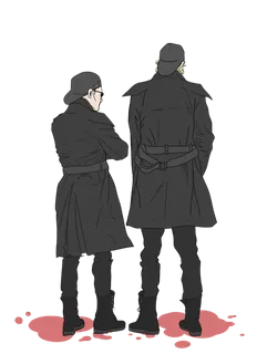 风衣男女卡通背影简笔