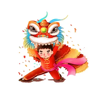 舞狮中秋节元素