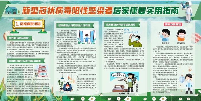 绿色病毒阳性感染者居家康复展板cdr矢量模版下载