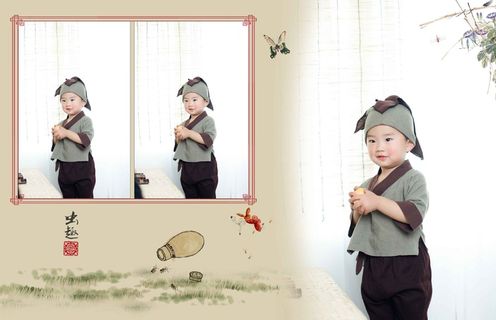 儿童工笔画PSD模板童趣-001