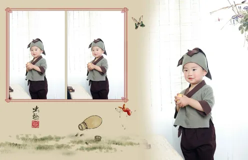 儿童工笔画PSD模板童趣-001 儿童工笔画PSD模板童趣-001