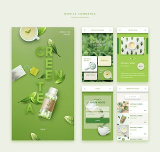 UI多页面包装展示手机APP交互界面样机长图概念PSD设计模板