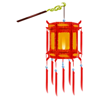 卡通手绘灯笼中秋节元宵节花灯新年海报元素PNG免扣PS素材