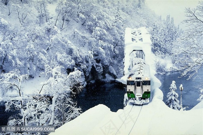 唯美雪景铁路壁纸