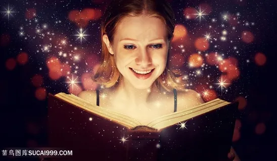 打开魔法书的女孩人物高清图书本图片