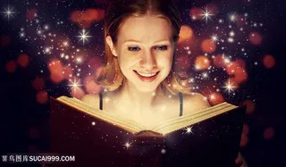打开魔法书的女孩人物高清图书本图片