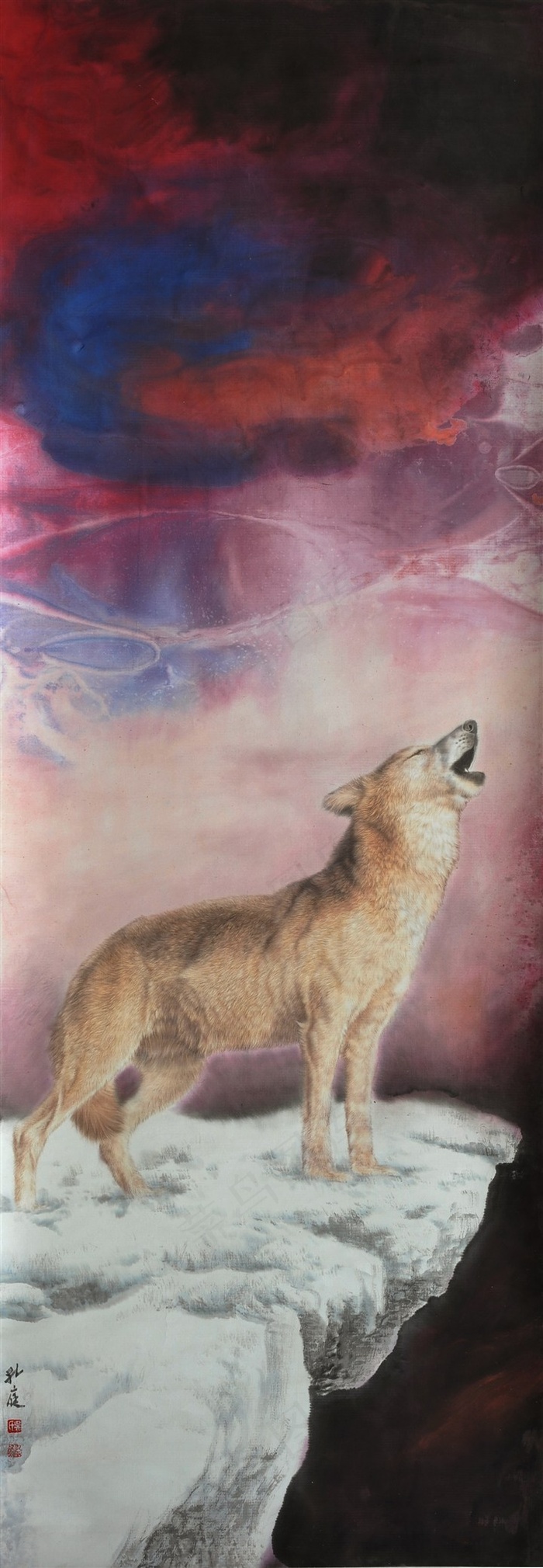 狼工笔画艺术画