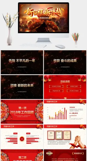 新征程新跨越年度工作总结大会PPT模板预览图