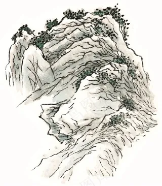 山石工笔图片素材