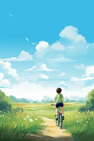 清新绿色户外自行车旅游玩耍背景