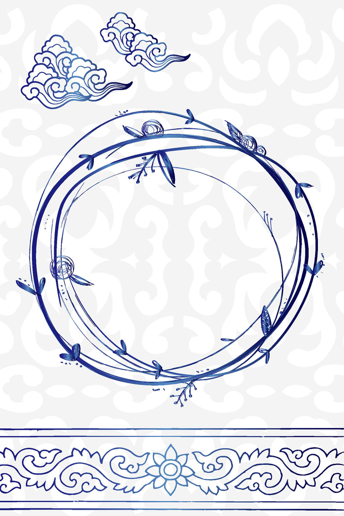 中国风传统水墨古风古典展板边框工笔画PS海报背景平面广告Ai设计素材