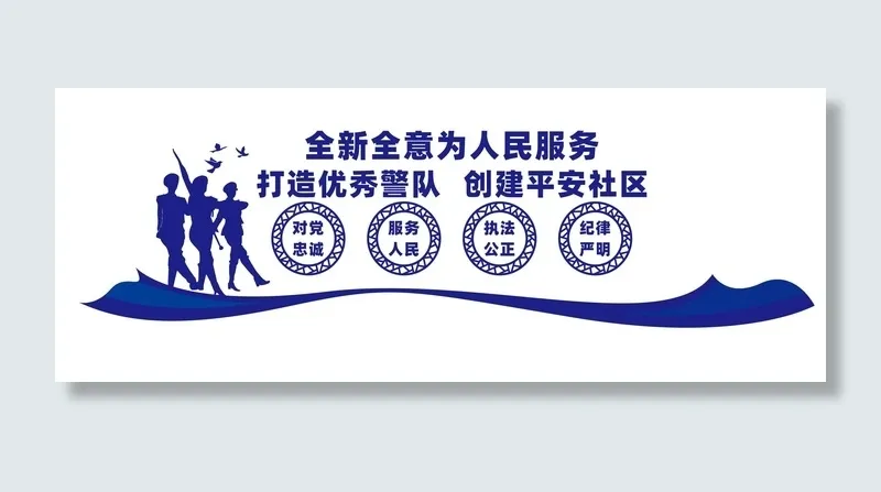 警队文化墙cdr矢量模版下载
