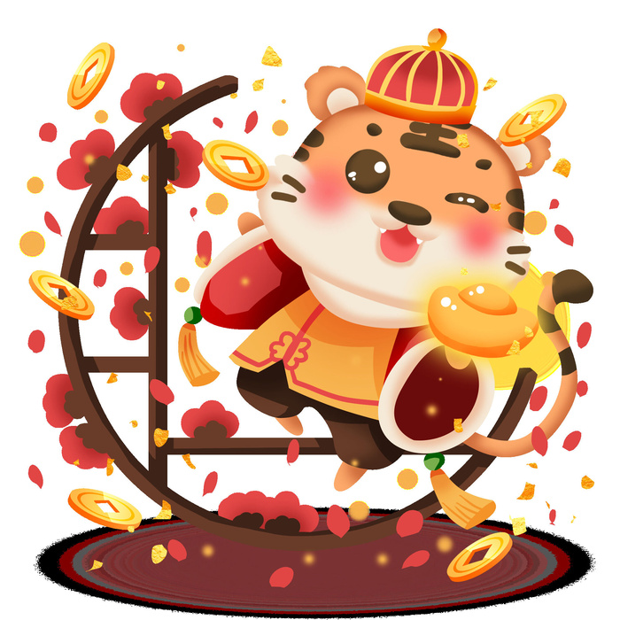 可爱2022年虎年吉祥物卡通形象新年海报元素AI矢量图PSD分层设计素材psd模版下载