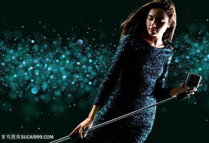 性感美女与麦克风高清图