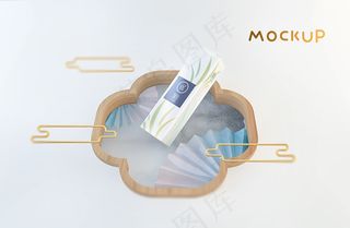 中国风唯美国潮风中式包装智能贴图样机