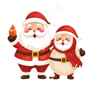 圣诞老人雪人卡通插画免抠