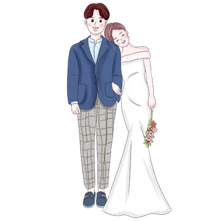 婚纱卡通人物婚礼白纱结婚婚纱摄影手绘