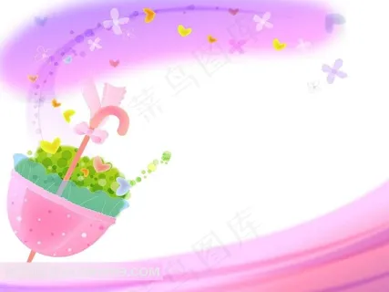 紫色系雨伞和心形花纹图案