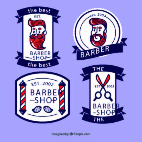 免抠彩绘理发店标签