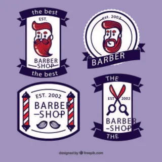 免抠彩绘理发店标签