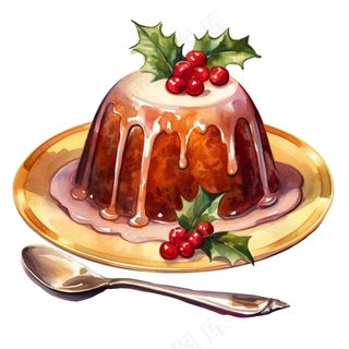 巧克力布丁甜点卡通插画免抠