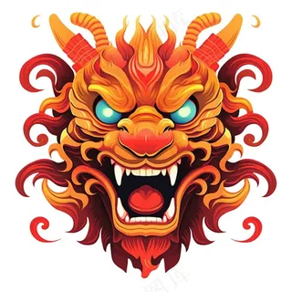 龙龙头红色新年龙年卡通插画免抠 龙龙头红色新年龙年卡通插画免抠