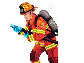 消防员灭火卡通插画免抠